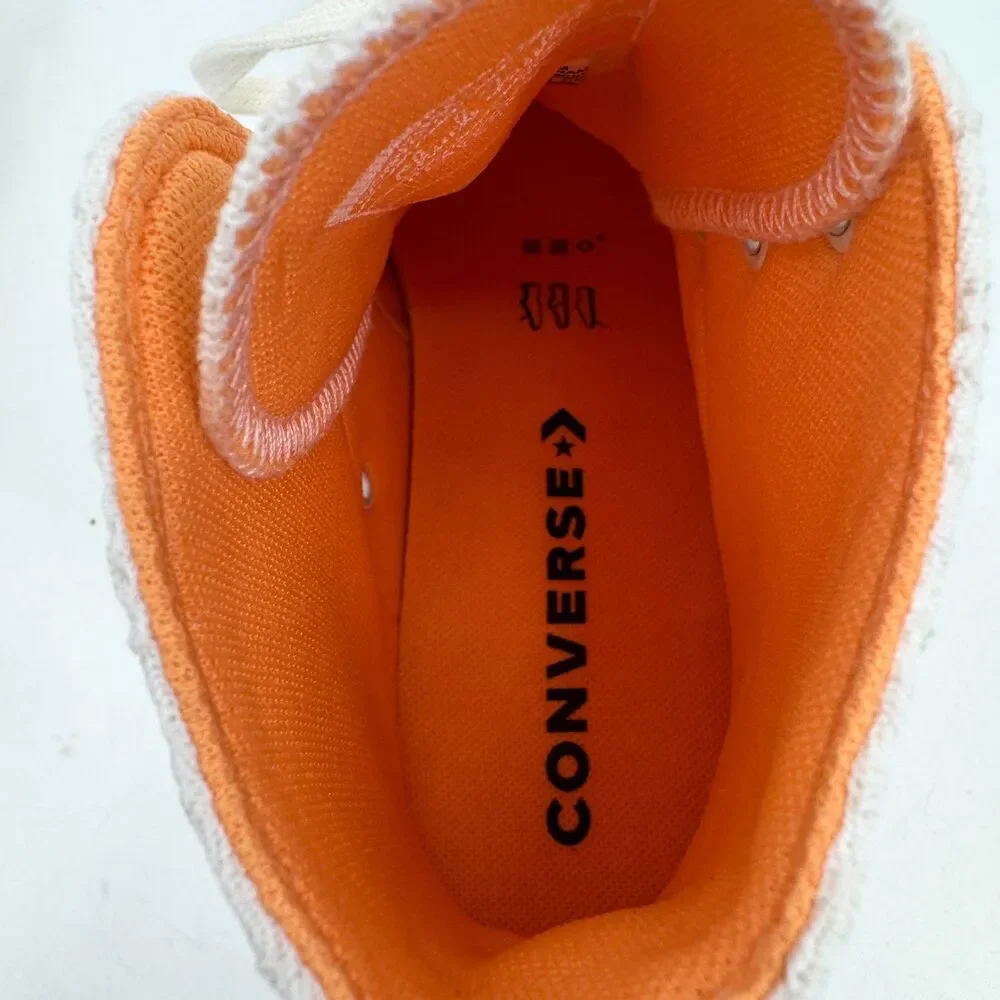 CONVERSE Run Star Hike White Orange Platform Sneakers Size 9